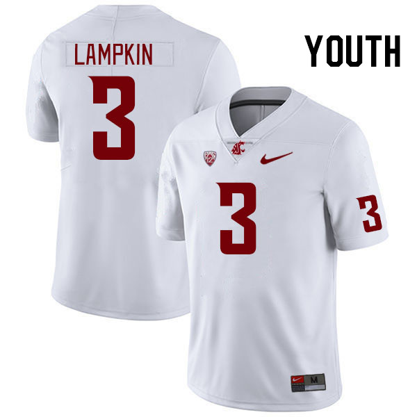 Youth #3 Cam Lampkin Washington State Cougars College Football Jerseys Stitched Sale-White